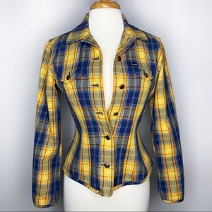 FACONNABLE Plaid Denim Jacket Size XS